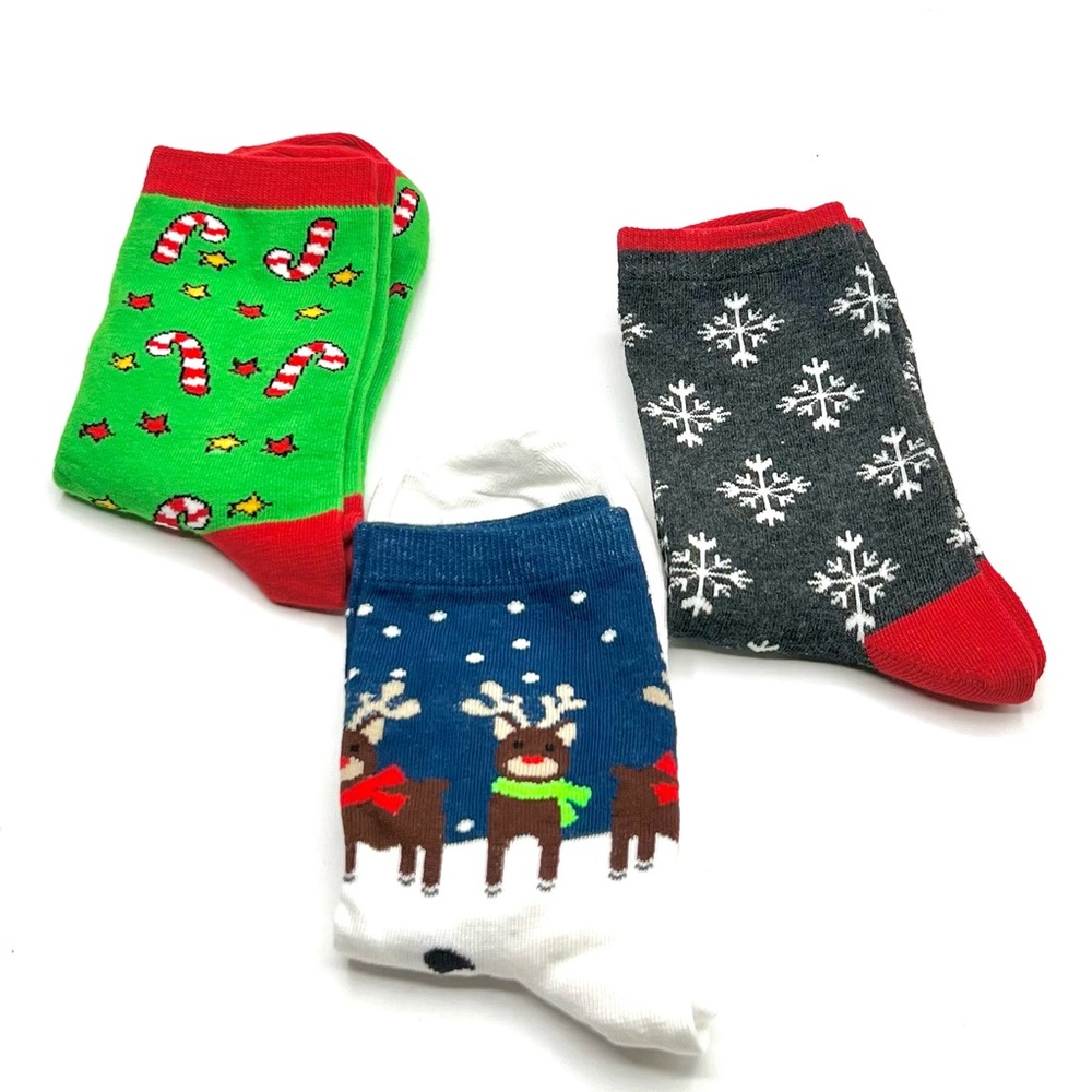 New Holiday Cheer Socks Set - Green, Blue, Gray - 3 pairs